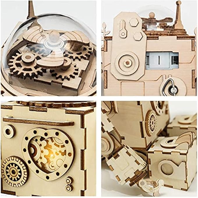 ORPHEUS ROBOT 3D PUZZLE MUSIC BOX WOODEN CRAFT KIT ROBOT MACHINARIUM LASER CUT CRAFT TOY WITH LIGHT - Image 4